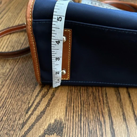 Dooney & Bourke Blue and Brown Satchel with Leather Accents - Picture 7 of 9